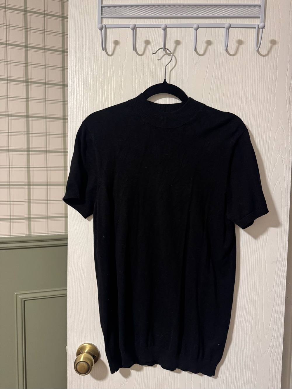 Zara Men's Black Short-Sleeve Mock Neck Polo
